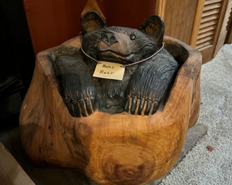 Carved wooden bear