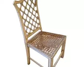 $85 USD Painted Lattice Back Side Chair w Caned Seat & Gold Rosettes CD131-36 Description: Beautiful Lattice back chair perfect for a vanity or writing desk. Adds a formality and sense of elegance.
Condition: Very good.
Dimensions: 20 x 18 x 40"H
Local pick up Leesburg, VA. Contact us for shipper suggestions. https://goodbyhello.com/products/chair-cd131-36?_pos=34&_sid=f12698c32&_ss=r