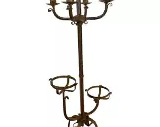 $85 USD Vintage Plant & Candle Stand CD131-34 Description: Inspired by travels this 4 light standing candelabra captures the art of entertaining. From the bronze frame, delicately curved arms, to the lower double plant stands, you can create a fabulous atmosphere for elegant dining, wine tasting or an elegant corner to read a book.
Condition: Good condition. Will need to be re-wired to use as a light fixture
Dimensions: 23 x 15 x 36"H
Local pick up Leesburg, VA. Contact us for shipper suggestions. https://goodbyhello.com/products/plant-candle-stand-cd131-34?_pos=2&_sid=f12698c32&_ss=r