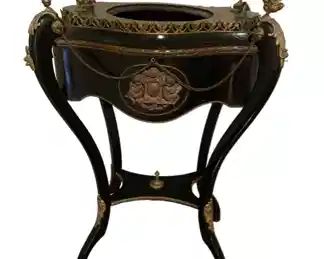 $1500 USD Rare Antique Black and Gold French Standup Wash Basin CD131-39 Description: Stunning and rare standing wash basin in deep polished onyx finish with gold ornamental detailing from top to bottom. Heavy patina on the wash basin.
Condition: In exquisite condition based on age and use.
Dimensions: 21 x 15 x 30"H
Local pick up Leesburg, VA. Contact us for shipper suggestions. https://goodbyhello.com/products/antique-ornate-wash-sink-cd131-29?_pos=11&_sid=f12698c32&_ss=r