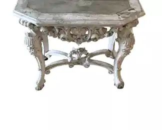 $325 USD Vintage French Carved Wood Vintage Accent End Table HR177-35 Description: Vintage French carved softly hand painted console table with intricate carved detail. The finish is painted in soft muted color. The table stands on four cabriole shaped carved acanthus leaf legs that are connected by a bottom stretcher.
Dimensions: 39 x 22 x 33"H
Condition: Very good vintage condition
Local pick up Lorton VA. Contact us for shipper suggestions. https://goodbyhello.com/products/distressed-wood-vintage-accent-table-hr177-35?_pos=8&_sid=9c585b797&_ss=r