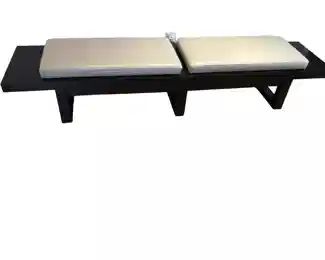 $600 USD Slat Modern Platform Bench w 2 Cushions HR177-25 Description: A modern bench with beautiful lines! The slat bench is a landmark of modern design. The rectilinear lines of the surface reflect the multi-use piece. Use it as shelving, high and low storage cases, coffee tables, or seating. This piece, with its ebonized frame and rectangular slat seat, is simply beautiful.
Dimensions: 95 x 22 x 18"H
Condition: Very good condition
Local pick up Lorton VA. Contact us for shipper suggestions. https://goodbyhello.com/products/bench-hr177-25?_pos=19&_sid=9c585b797&_ss=r