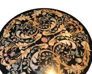 $1550 USD Round Hand Painted Accent Stone Table HR177-30 Heavy stone table with intricate painting floral design. The circular top inset with flowers and leaves on a tri foot base.
Dimensions: 59.5 x 27.5"H
Condition: Very good condition.
Local pick up Lorton VA. Contact us for shipper suggestions. https://goodbyhello.com/products/round-inlay-accent-table-hr177-30?_pos=4&_sid=9c585b797&_ss=r