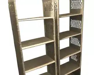 $200 USD Pair White Wicker Ratan Arched Book Decor Shelves TM193-26 Beautiful Rattan Wicker Arched Book shelves will add that country chic vibe to a bedroom, office or family room.
Dimensions: 21 x 12 x 72"H
Condition: Very good condition
Local pick up Sterling, VA. Contact us for shipper suggestions. https://goodbyhello.com/products/pair-white-wicker-ratan-shelves-tm193-26?_pos=13&_sid=6bfff0fb0&_ss=r