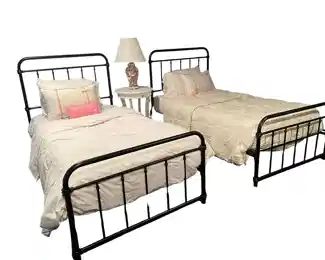 $500 USD Pair Iron Black Spindle Twin Beds TM193-23 Simple yet stunning. These beds are the perfect centerpiece to start bringing a dream bedroom decor to life. Industrial and modern, their designed with clean lines, curved edges and simple decorative accents to make it easy to incorporate it into any decor aesthetic.
Dimensions: 77 x 42 x 45"H
Condition: Very good condition
Local pick up Sterling, VA. Contact us for shipper suggestions. https://goodbyhello.com/products/pair-iron-twin-beds-tm193-23?_pos=6&_sid=6bfff0fb0&_ss=r