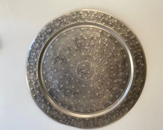 Lot 6402 Pottery Barn Large Silver Wall Platter Decor