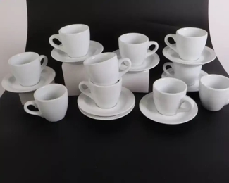 Lot 6261 Set of Tuxton Porcelain 8 Espresso Cups  10 Saucers