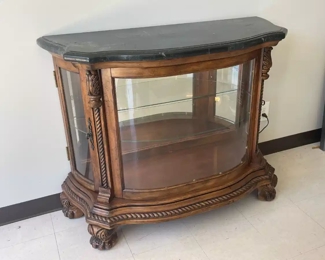 Lot 6225 Lighted Curio Chest Cabinet  Faux Marble Top