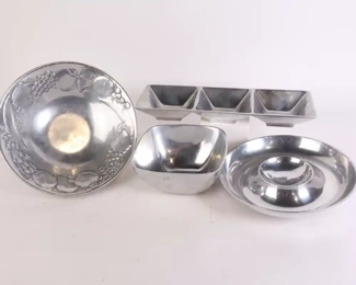 Lot 6209 Lot of 4 Silver Metal Serving Dishes
