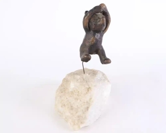 Lot 6155 Cast Bronze Bear on Quartz Sculpture