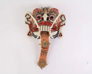 Lot 6149 Vintage Balinese Rangda Demon Mask  Wood Handcarved Hand Painted