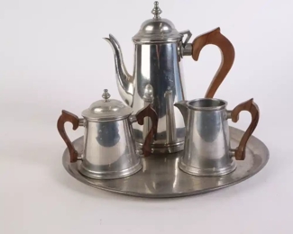 Lot 6143 Steiff Pewter Teapot Tray Sugar Creamer