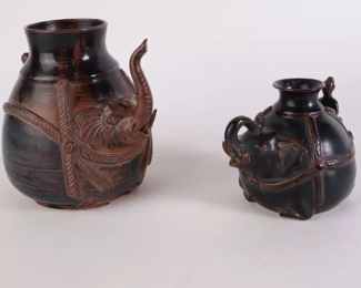 Lot 6140 Pair of Thailand Pottery Elephant Vases