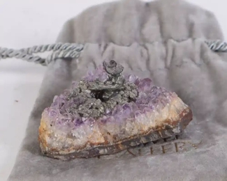 Lot 6131 Miniature Amethyst Geode Miner Sculpture