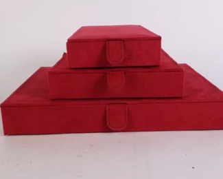 Lot 6121 NEW Set 3 Red Reed  Barton Jewelry Storage Organizer Boxes