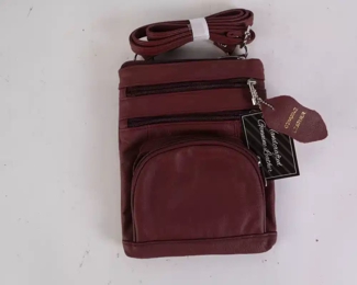 Lot 6120 NEW Leather Small Crossbody Purse  Burgundy