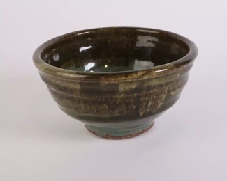 Lot 6102 Footed Pottery Bowl Green Celadon