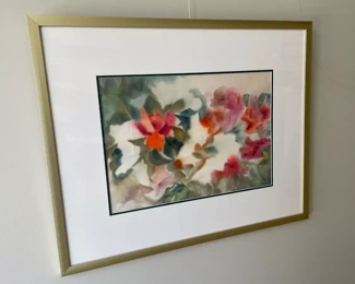 Lot 6041 Abstract Floral Gouache Watercolor  Wall Art