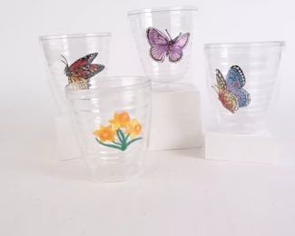 Lot 6017 Set of 4 Tervis Tumblers  Butterfly