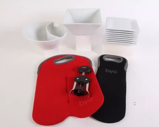 Lot 6013 Neoprene Wine Totes  Appetizer Dishes  Oxo Wine Opener