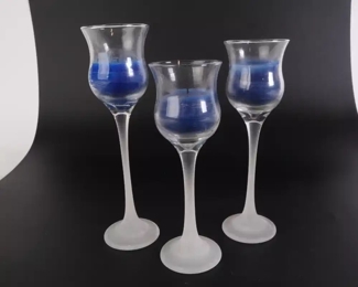Lot 6012 Set of 3 Partylite Glass Candle Holders  in original box
