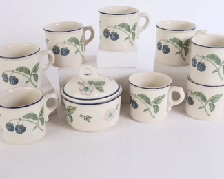Lot 6002 Lot of 8 Wedgwood Bramble Multicolor Coffee Mugs  Sugar Dish
