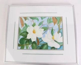 Lot 6001 Magnolia Flowers Gouache Painting  signed