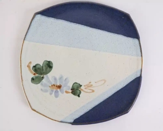 Lot 5758 Floral Pottery Platter  signed Aldrich