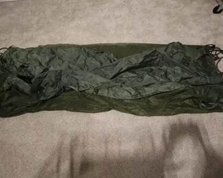 Lot 5756 Green Canvas Sleeping Hammock w Zippered Bug Screen