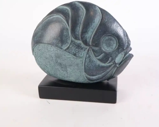 Lot 5754 Mike Bose Ceramics  Raku Fired Art Pottery  Fossil Fish Sculpture Signed