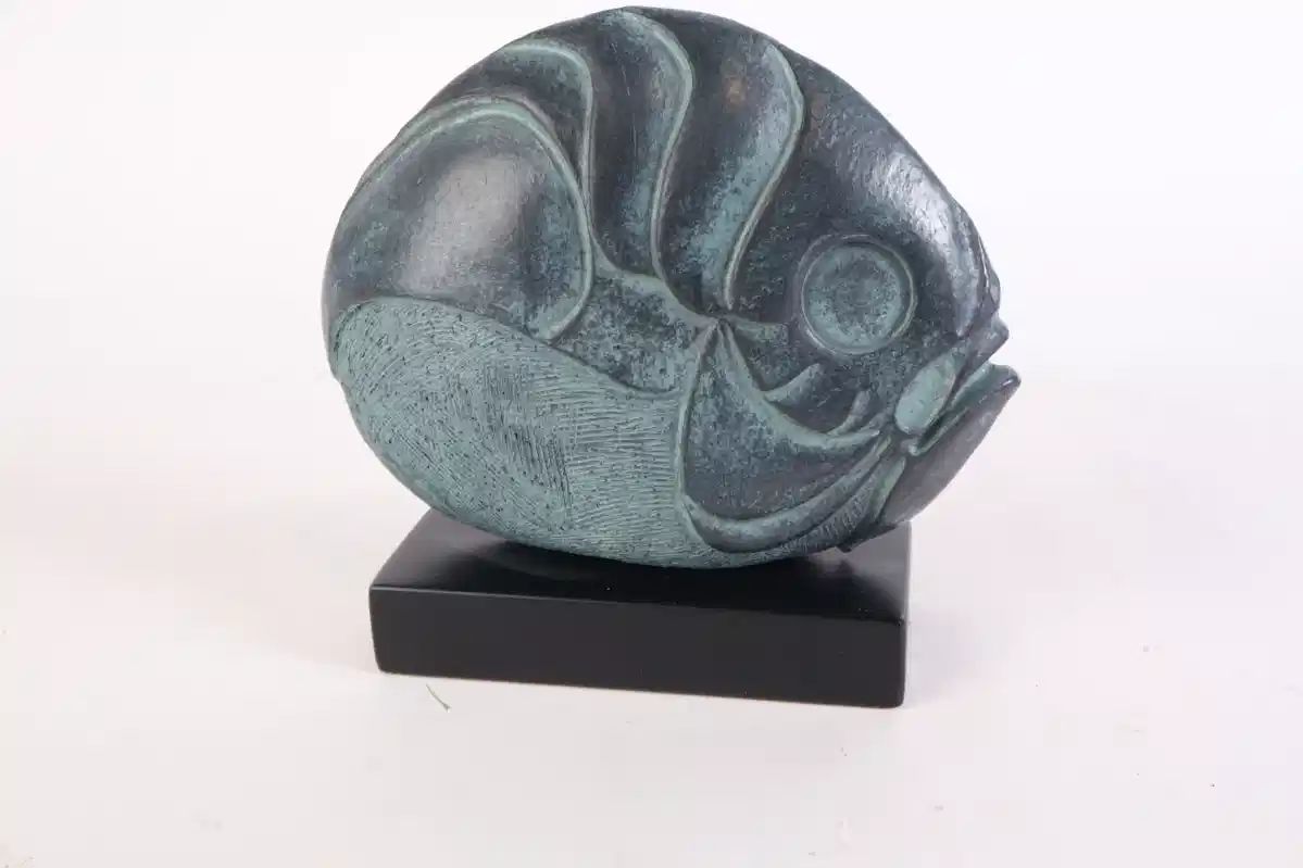 Lot 5754 Mike Bose Ceramics  Raku Fired Art Pottery  Fossil Fish Sculpture Signed