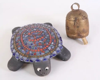Lot 5753 Mosaic Turtle  Metal Cow Bell