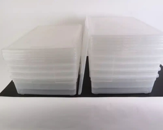 Lot 4820 Lot of 9 The Container Store Clear Plastic Lidded Storage Organizer Bins