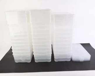 Lot 4818 Lot of 29 The Container Store Clear Plastic Lidded Storage Organizer Bins