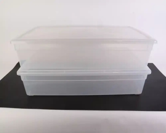 Lot 4814 Lot of 2 The Container Store Clear Plastic Lidded Storage Organizer Bins