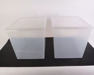 Lot 4813 Lot of 2 The Container Store Clear Plastic Lidded Storage Organizer Bins