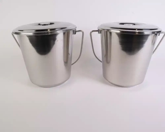 Lot 4812 Lot of 2 Stainless Steel Compost Pails Bins