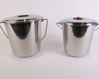Lot 4811 Lot of 2 Stainless Steel Compost Pails Bins