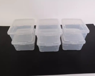 Lot 4810 Lot of 6 The Container Store Clear Plastic Lidded Storage Organizer Bins