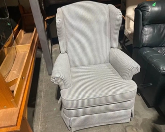 Lot 4152 Blue Gingham Rocker Recliner Chair