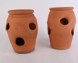 Lot 4147 Lot of 2 Hewells Pottery in Georgia  Strawberry Planters  Garden