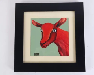 Lot 4138 Red Goat Painting  signed