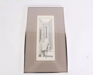 Lot 4136 Figure in Space India Ink Illustration Robert Turner Jr