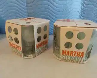 (2) Martha Stewart Green Starburst goblets 14 oz