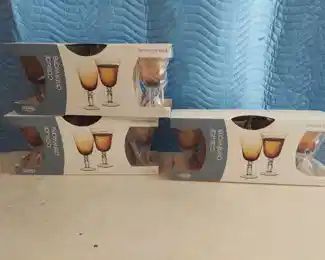 (3) 4 pc Amber goblet drinkware 17 oz