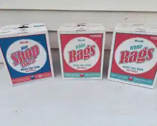 (3) boxes shop rags