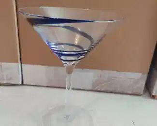 16 blue swirl Stemware