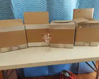 16 red swirl martini glasses