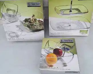 Anchor Hocking bowl set, salad set and tidbit tray