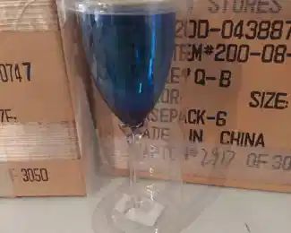 (2) 6 Pc blue wine glasses